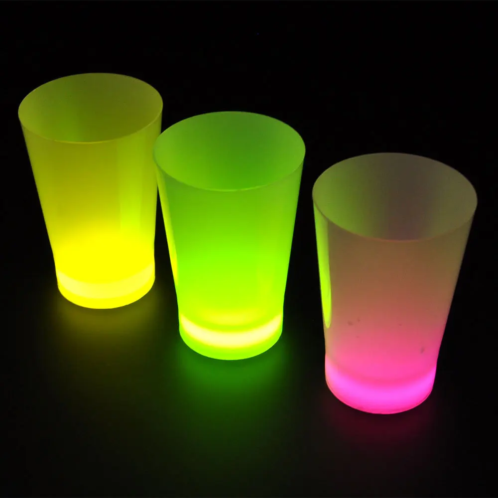 Glowing Party 1.5oz 7oz 12oz Plastic Cups Custom Logo Pink Green Yellow