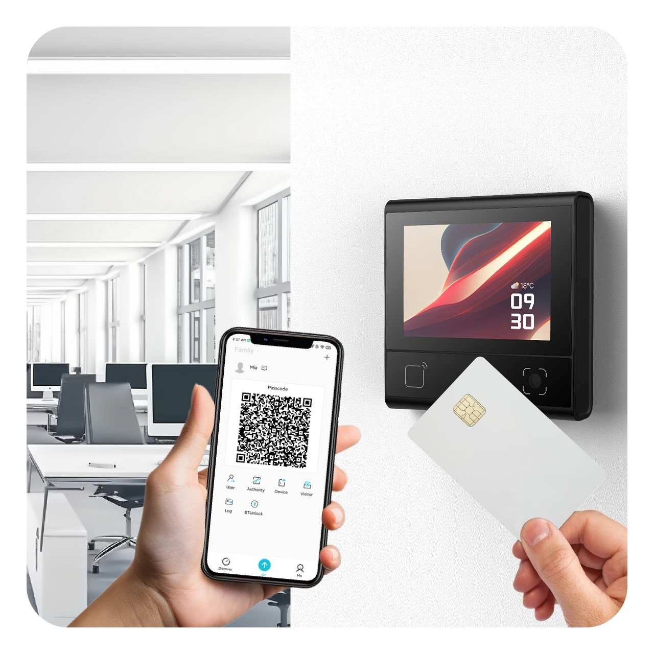Feocey FC6820 Bluetooth Access Control Reader Time Attendance System NFC Door IC Barcode QR Code Reader for Elevator Card