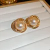 5 #silver needle brushed pearl earrings