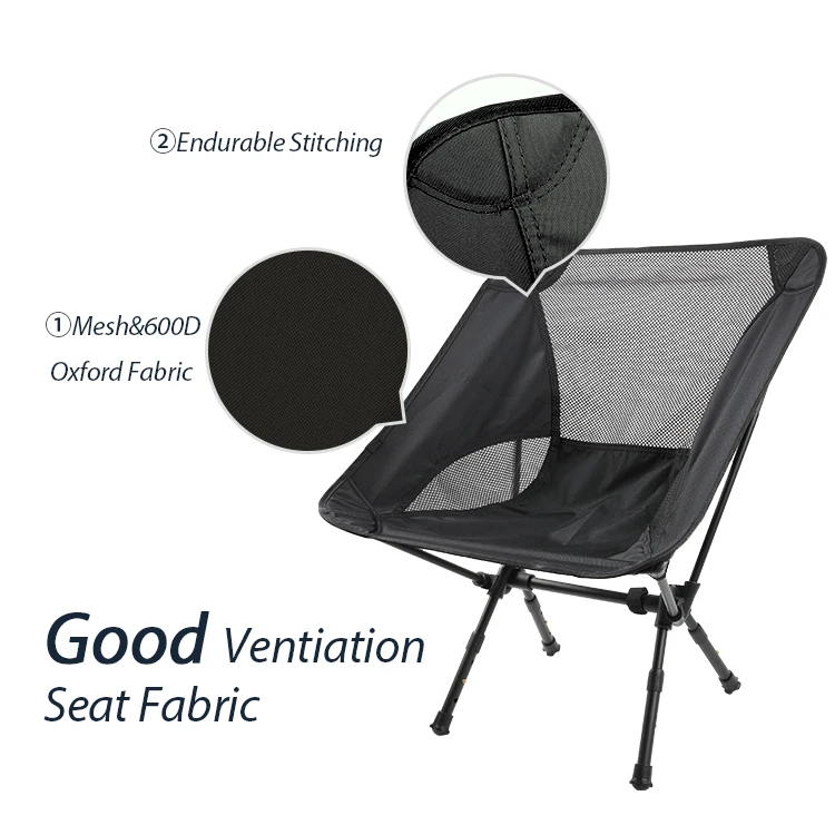 Hot Seller Japanese Moon Chair Fabric Outdoor Camping Chair Height Adjustable Leg Folded Portable KingGear 120KG Load Capacity