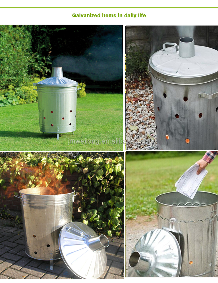 75 Litre Galvanised Metal Incinerator Fire Bin Burning Bin Garden Burner Dustbin Composter For Rubbish Paper Documents Wood Waste Leaves