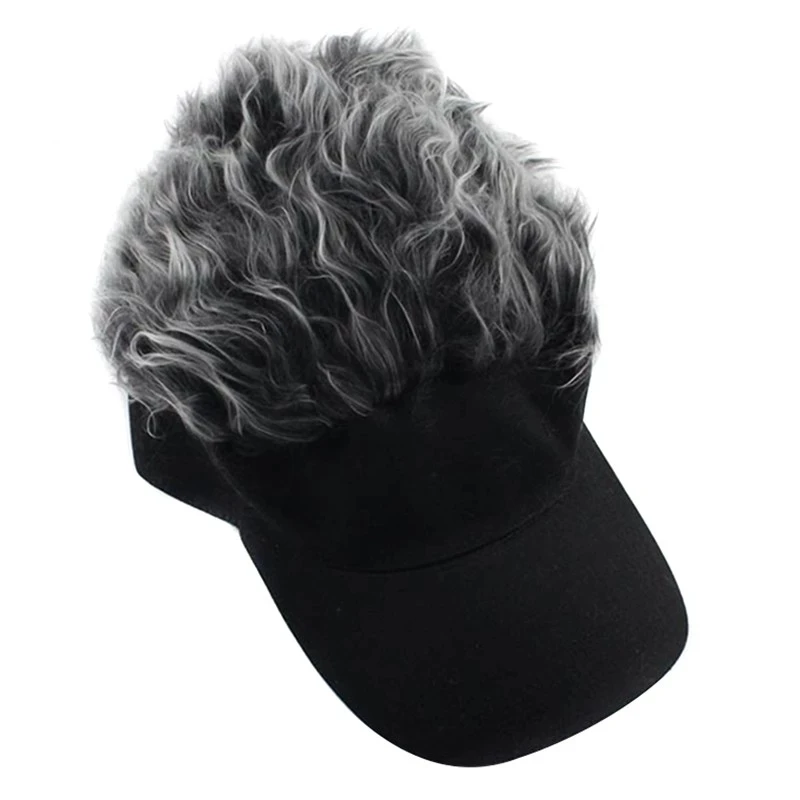 Wig Golf Baseball Cap with Spiked Wigs Men Women Casual Funny Sunshade Adjustable Sun Visor Hairs Baseball Hat with Spiked