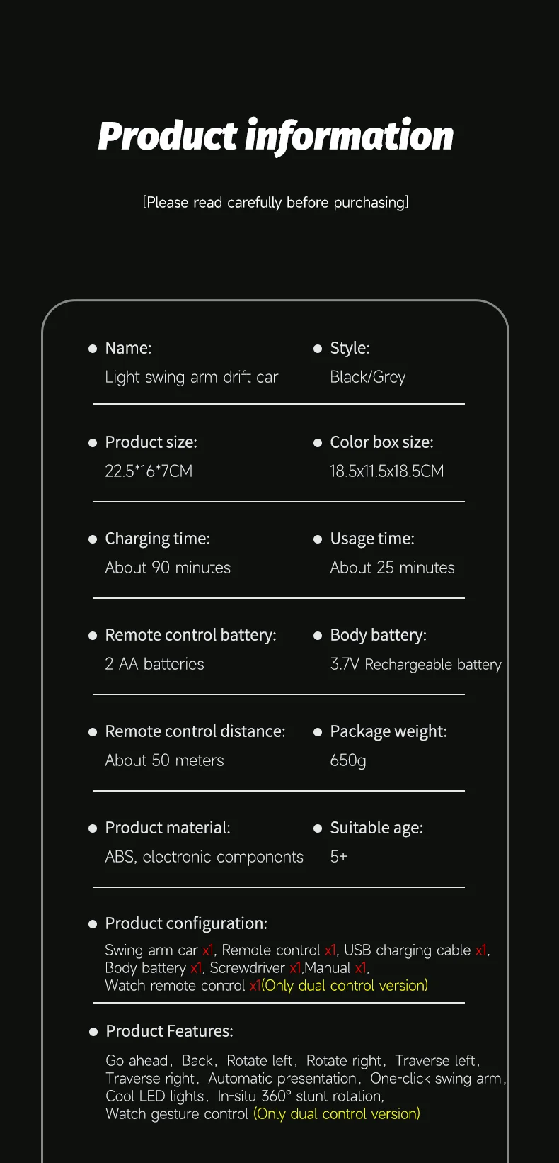 2.4ghz 5 Wheels Remote Control Car Toys Rc Cars Double Sided 360 Degree