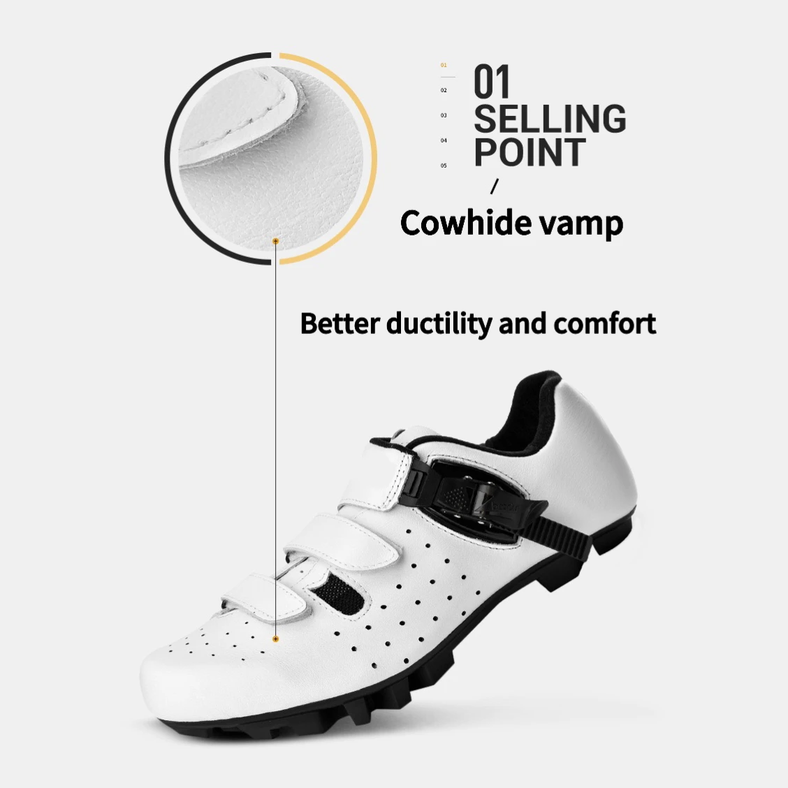 Cowhide Vamp Road Bike Riding Shoes Road Bike Cycling Shoes High