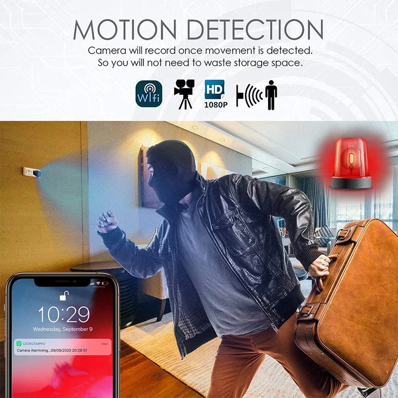 Mini 1080p Hd Wifi Camera Motion Detection Video Recorder App Remote