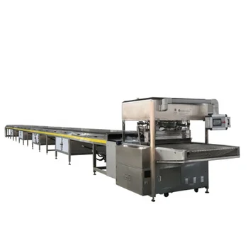 SJP900 PLC food grade Chocolate Enrobing line with cooling tunnel/chocolate coating machine