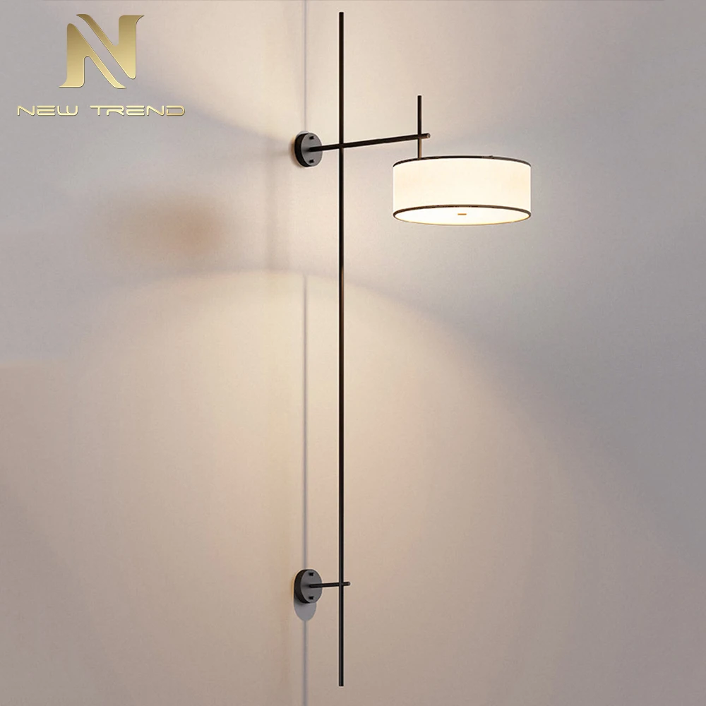 Applique murale noire linéaire moderne CPL-482 – Lampe à tube LED verticale minimaliste pour chambre d’hôtel