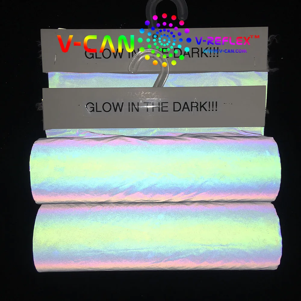 Glow in the Dark Green Color Luminous Reflective Fabric Nylon Material Reflective Iridescent Fabric Soft for Stylish Clothes