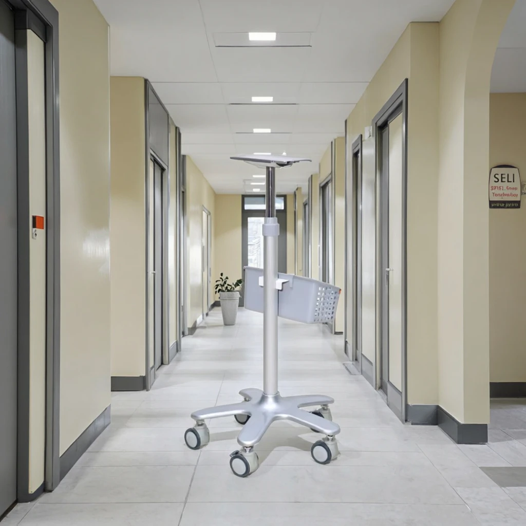 Operating Room Equipment Carrier Anti-Tip Five-Leg Base Rotatable Utility Basket Modern ABS Hospital-Grade Living Room Dining 3
