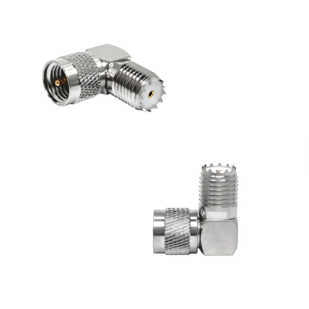 High Quality Factory Stock Mini UHF Male Elbow Connector to Mini UHF Female Plug Right Angle Converter RF Adapter Adaptor