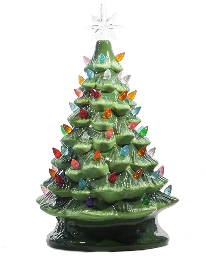 tabletop popular ceramic christmas tree,16 inch green tree with