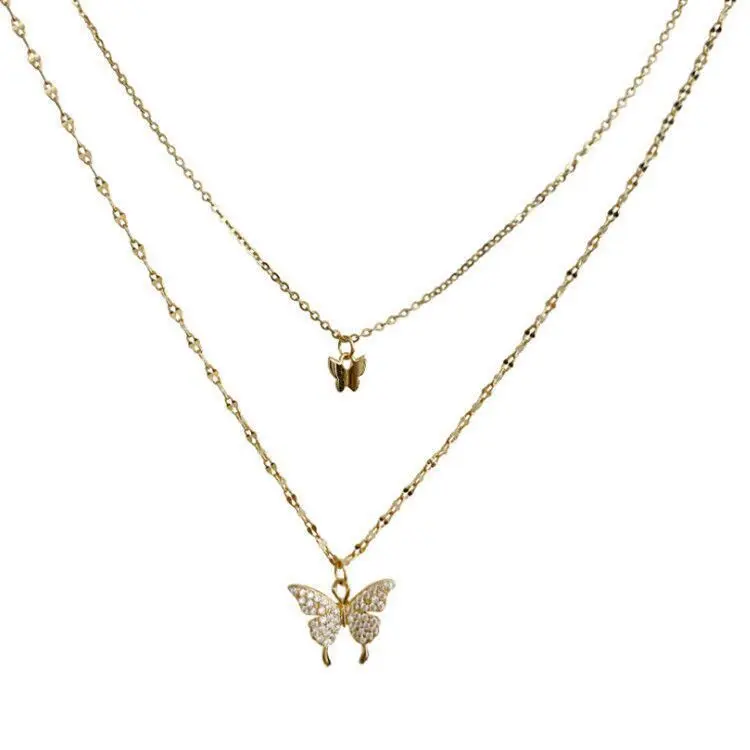 Wholesale Women Rhinestone Crystal Butterfly Necklace Gold Plated ...