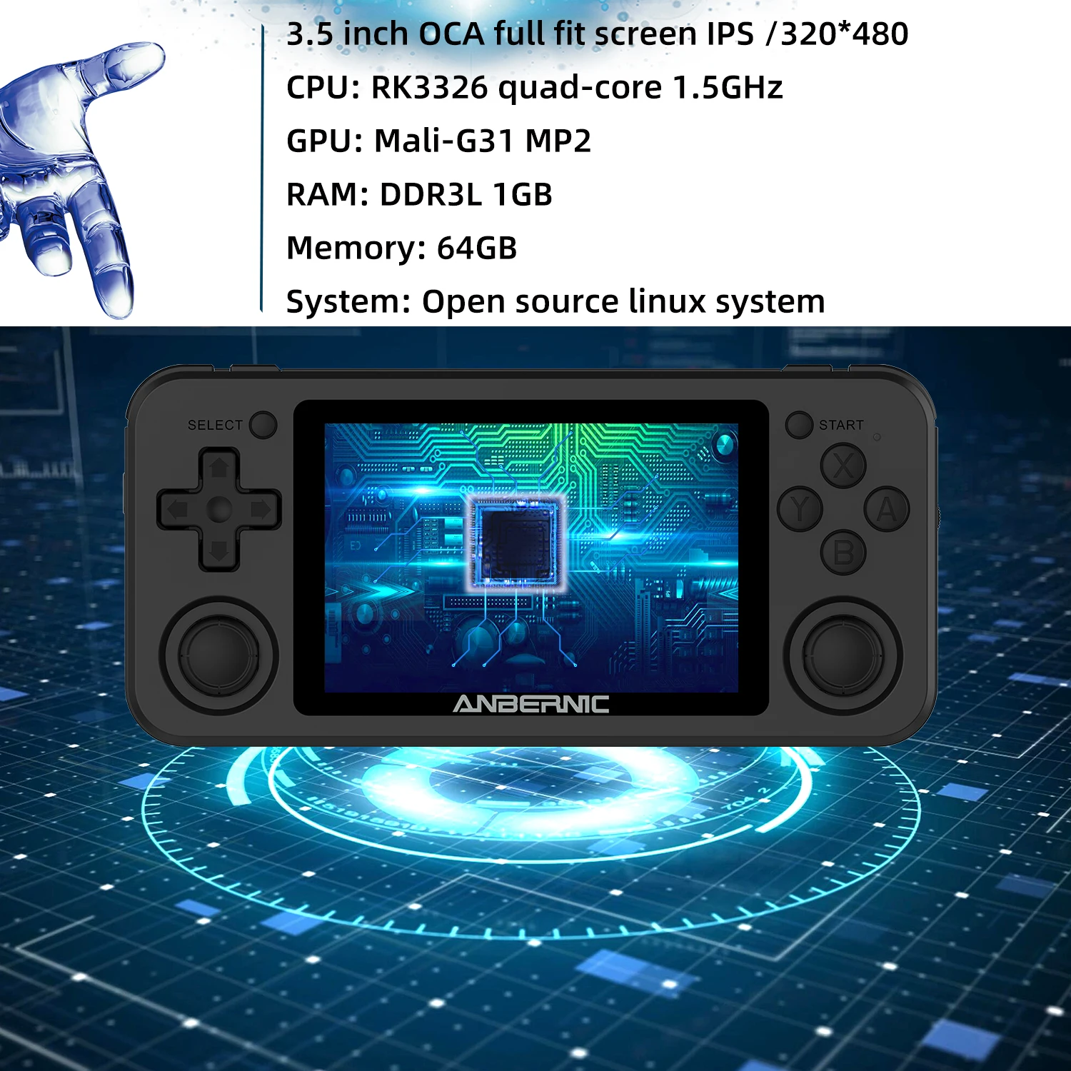 Anbernic RG351Pハンドヘルドゲームコンソール3.5インチIPS