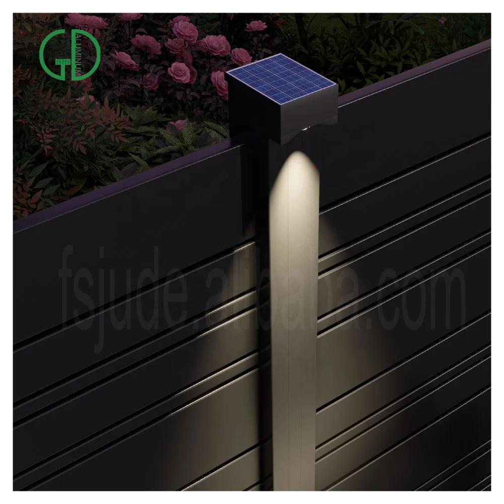 GD Powder Coat Black Privacy Garden Wpc Composite Wood Fence Panel 6x6 6x8 Aluminum Posts for Fence With Slide Slot
