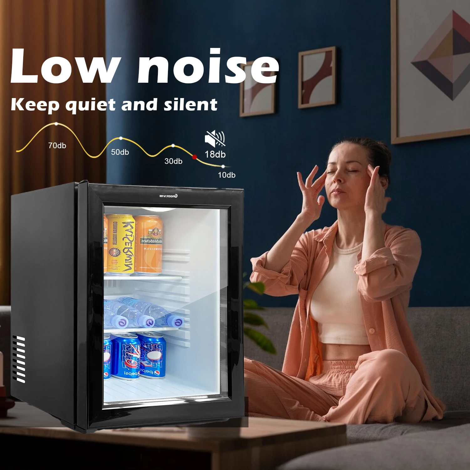 Hotel Minibar Fridge 40L Noise-Free Mini Refrigerator