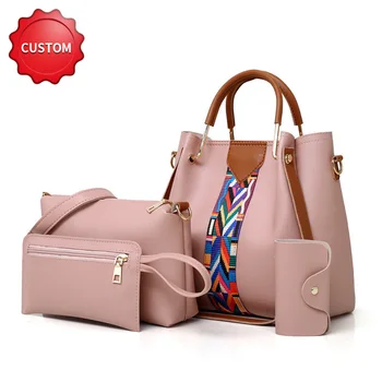 Fashion Portable Women Leather Handbags 4 In 1 Large Capacity Pu Leather Crossbody Women Bag Set Shoulder Bag 4 Pieces