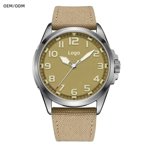 OEM ODM Customized Logo 43MM Stainless Steel Luxury Luminous 10ATM Waterproof Retro Watch Men Automatic for Nylon Strap