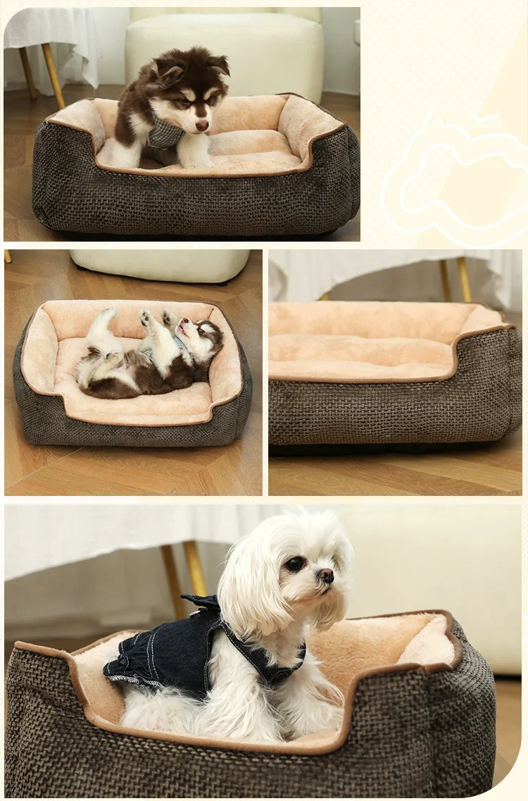 product rectangular pet bed fleece kennel four seasons universal dog pad moisture resistant stain resistant cat nest-51