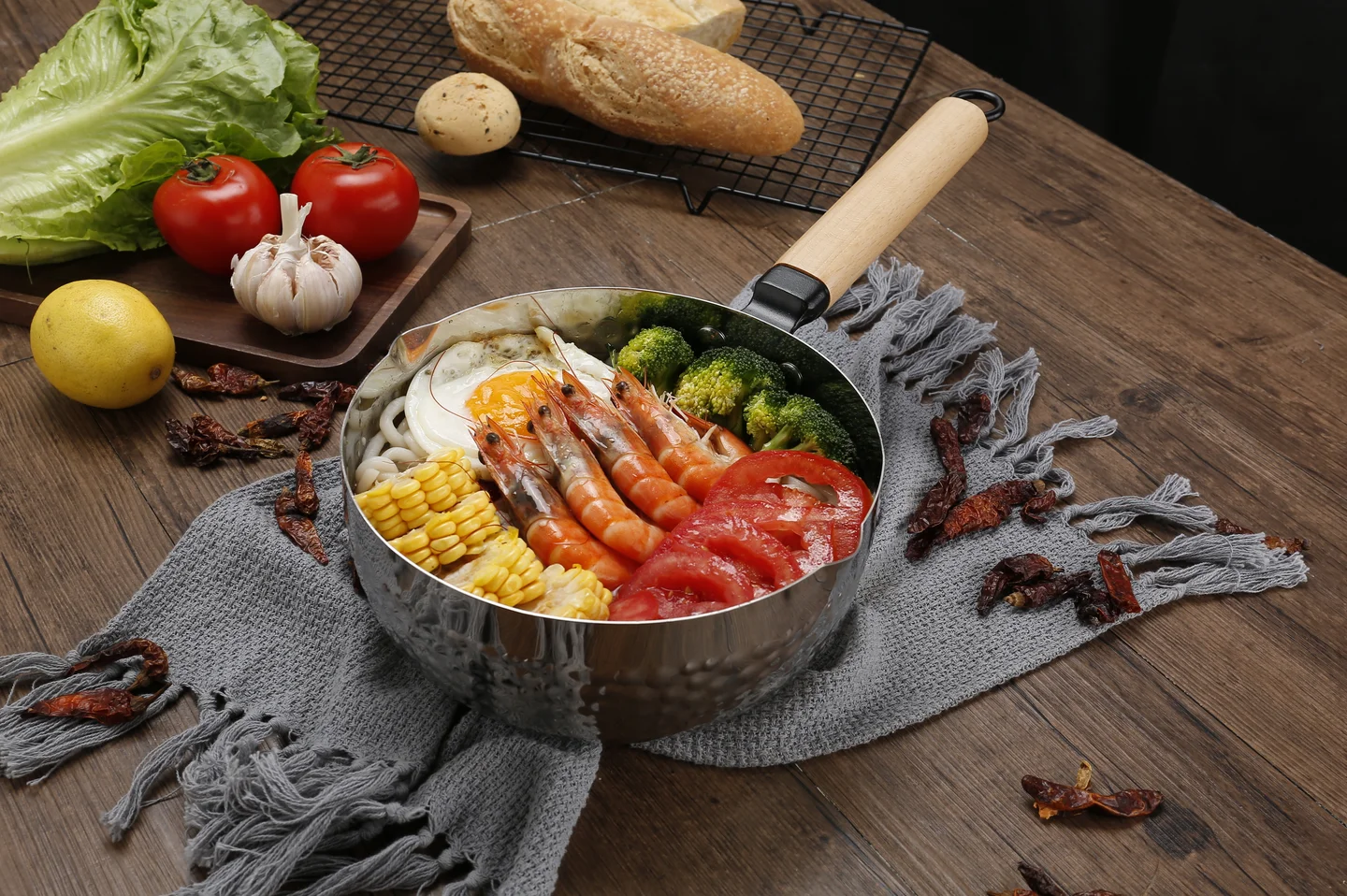 Кухонная посуда в японском стиле, кастрюля для приготовления супа, соуса из нержавеющей стали, кастрюля для ресторана с деревянной ручкой