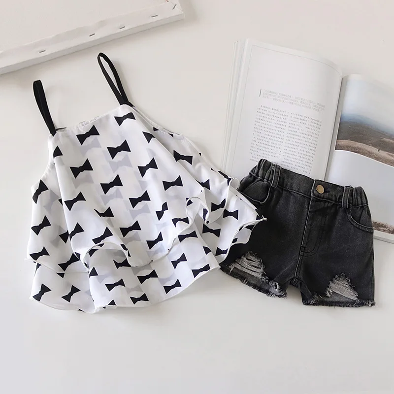 Camisole + Denim Shorts With Holes 