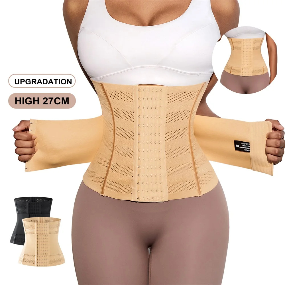 Double Belt Waist Cinchers Women Full Body Mesh Trimmer Wrap Corset Waist Trainer Shaperwear Tummy Control Shaper for Women details