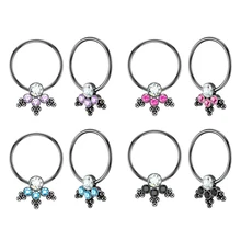 4Pairs/Set Mens Rings Stainless Steel Jewelry Flower Nipple Piercing Ring Shield Bar Jewelry