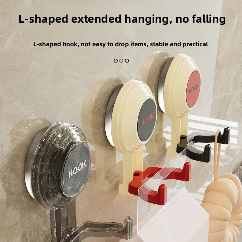 New Double-Headed Press Suction Cup Hook Punch-Free Strong PET Material Door-Back Bathroom Towel Clothes Holder Two-Hook Design