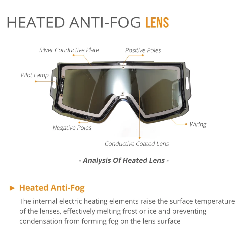 HUBO Sports Eyewear Heated Skiing Gogoles in Magnetic Blue Orange