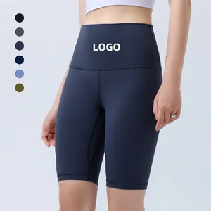 Wholesale Custom Logo Running Gym Shorts Women Yoga Shorts for Women High Waist Elastic Fitness Shorts Peach Hip Sports Leggings