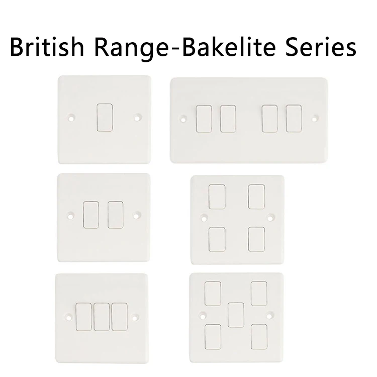 VNX Universal Best Seller Electrical Plug Socket 10A Bakelite Wall Switches British Standard White Panel Socket Outlet for Home
