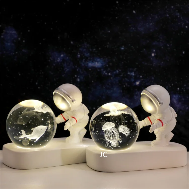 Optech Cloud Crystal Ball Table Night Lamp Ornament 3d Art Luminescent Starry Sky Crystal Glass Ball Ambient Table Light