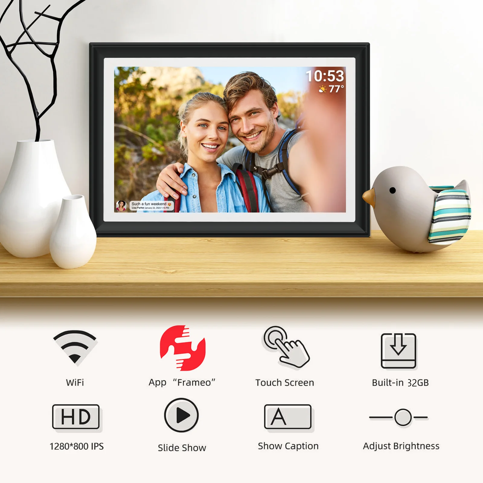 2024 New Model Frameo Wifi Digital Photo Frame 32GB Storage Touch Screen Smart Digital Video Frame