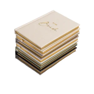 A6 Thermal Bound Wedding & Funeral Guest Book Linen Fabric Black Silver Foil 7 X 9 Inches Thick PU Leather Cover Plain Promotion