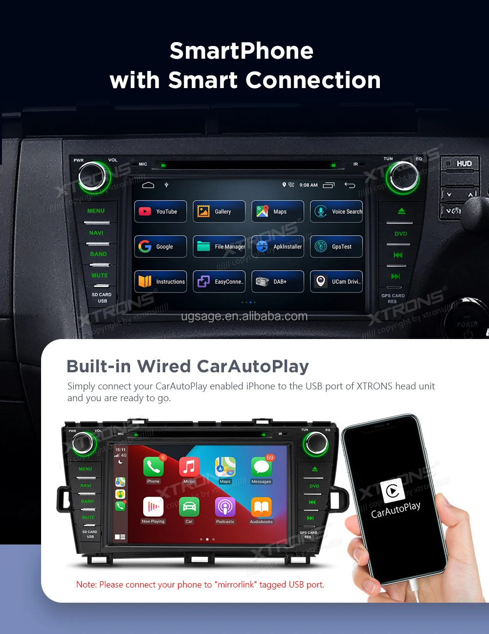 Xtrons 8 Inch Android 12 Double Din Car Radio For Toyota Prius With ...