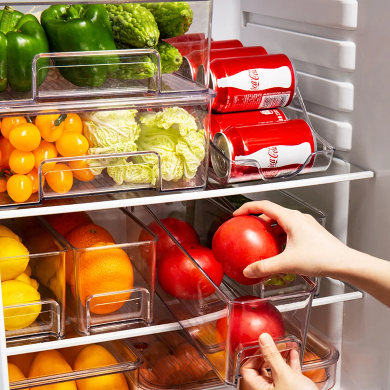 Refrigerator Storage Box Transparent Fruit and Vegetable Beverage Egg Storage Box Kitchen PET Storage Box Plastic Fridge Drawer