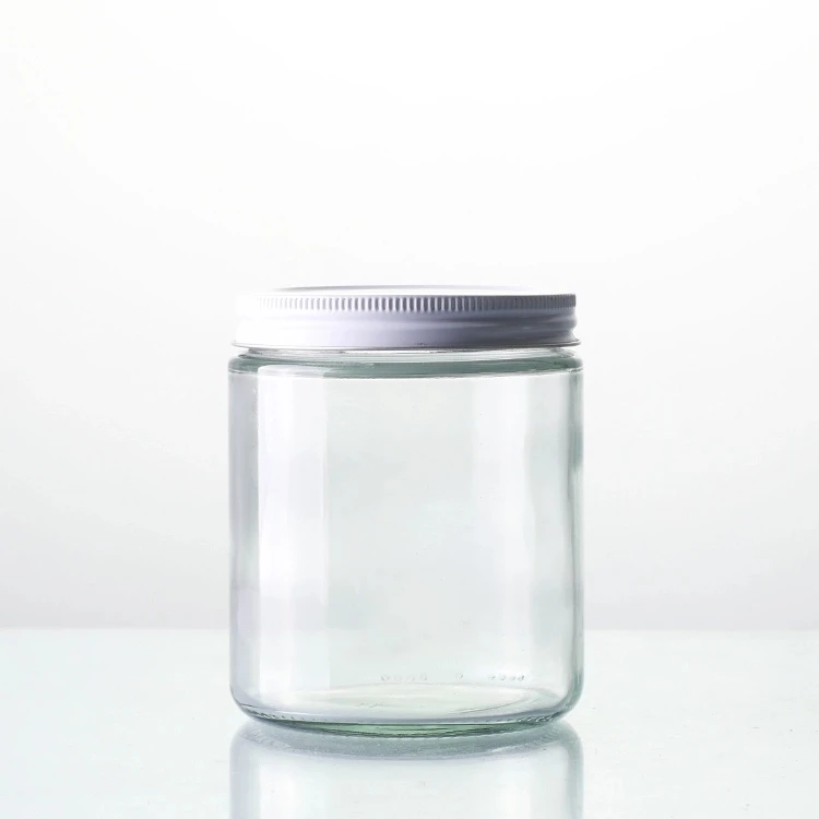 11.5 oz Clear Straight Sided Glass Jar with White Lid