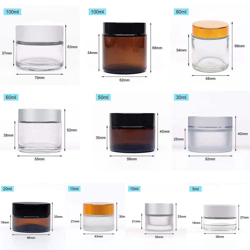 Envases Para Cremas Clear Empty Cream Packaging Wide Mouth 50g 100g Luxury Glass Cosmetic Jar With Lid