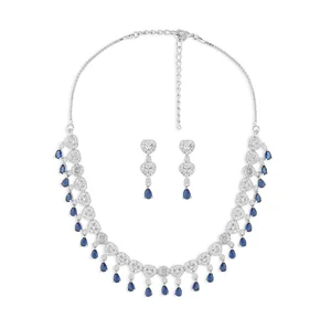 Exquisite CZ Wedding Party Necklace and Earring Set Rhodium Plated Bridal Jewelry for Women's Accessories