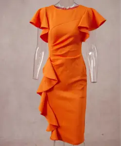 New MemorieSea Dresses Retro Sleeve Pleats Tight Fitting Work Pencil Skirt