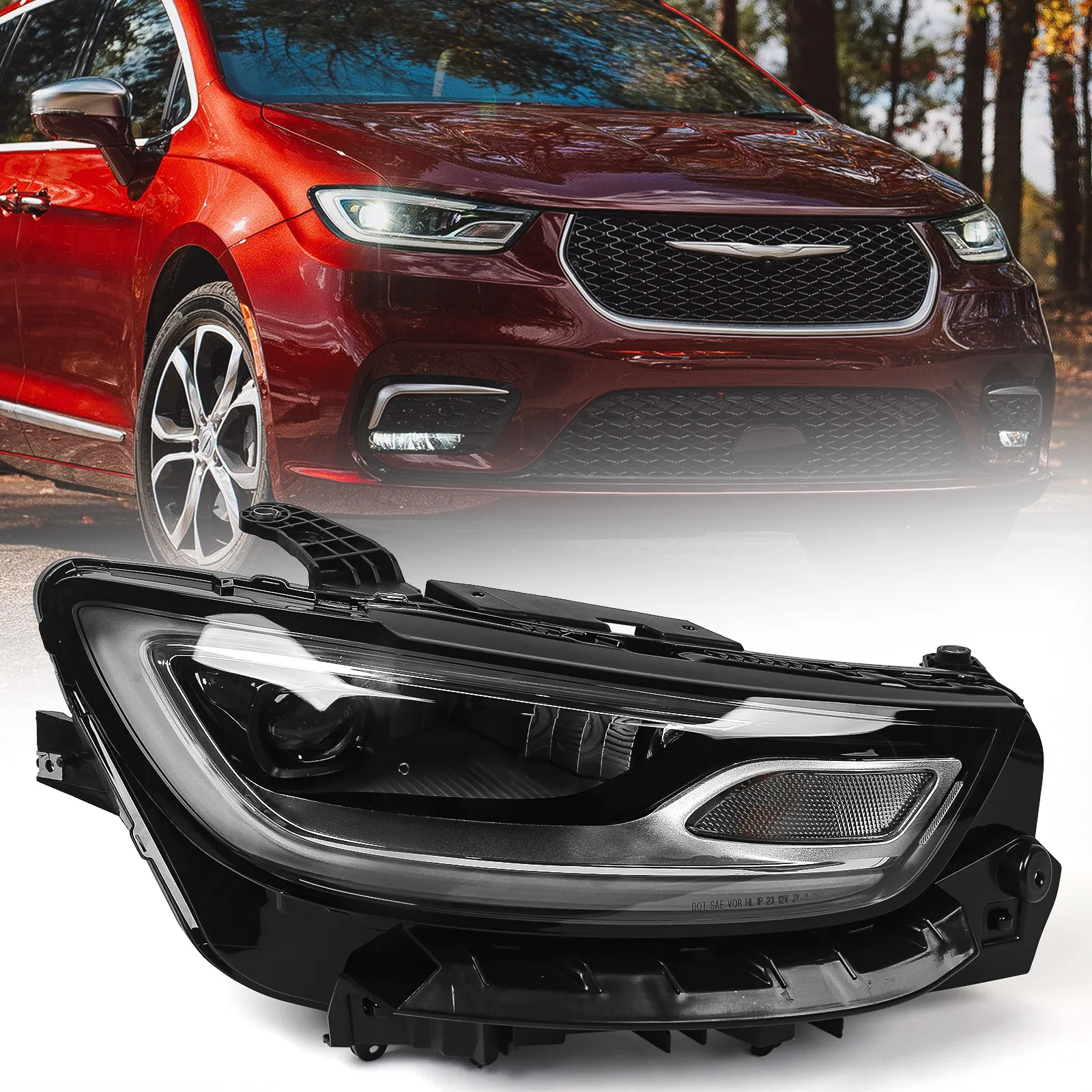 Front LED Headlight Headlamp for Chrysler Pacifica 2021 2022 2023 Oem 68428559AC 68428558AB