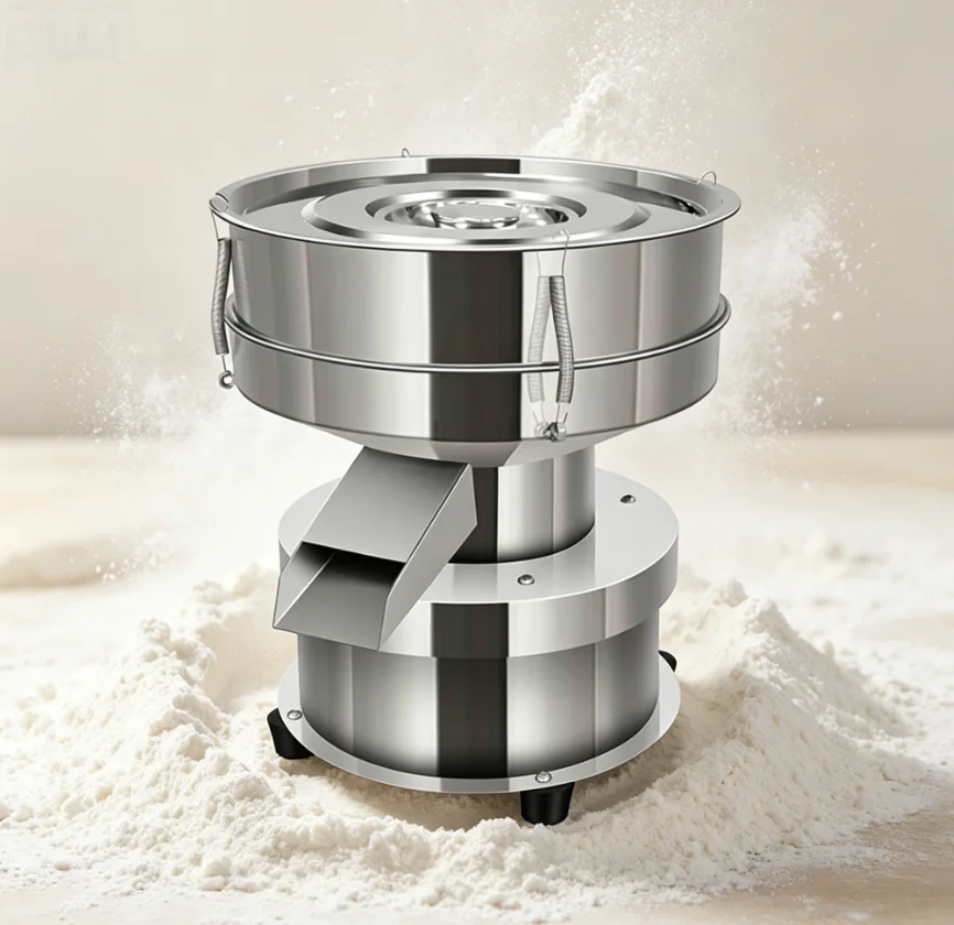 TEBAK Small Stainless Steel Vibrating Screening Machine Electric Vibrating Filter Sieve for Wood Powder Screening & Filtration