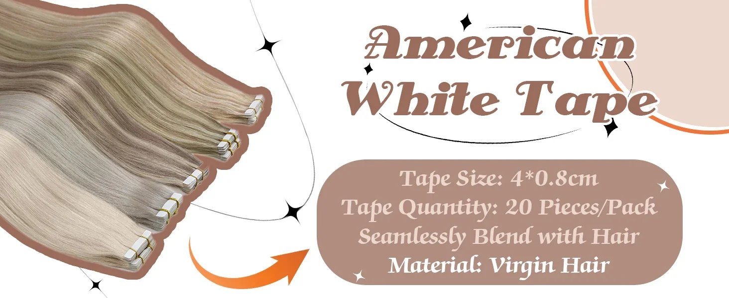 LaaVoo Virgin Tape in Hair Extensions Ekte hår Ren farget 25G og 50G Ekte 2,5G/stk 12 måneder Tape in Hair Skin Weft_voghion.com