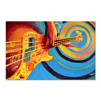 abstract Guitar oil painting on canvas wall art Musical instrument still life painting for bar decor giclee prints on canvas