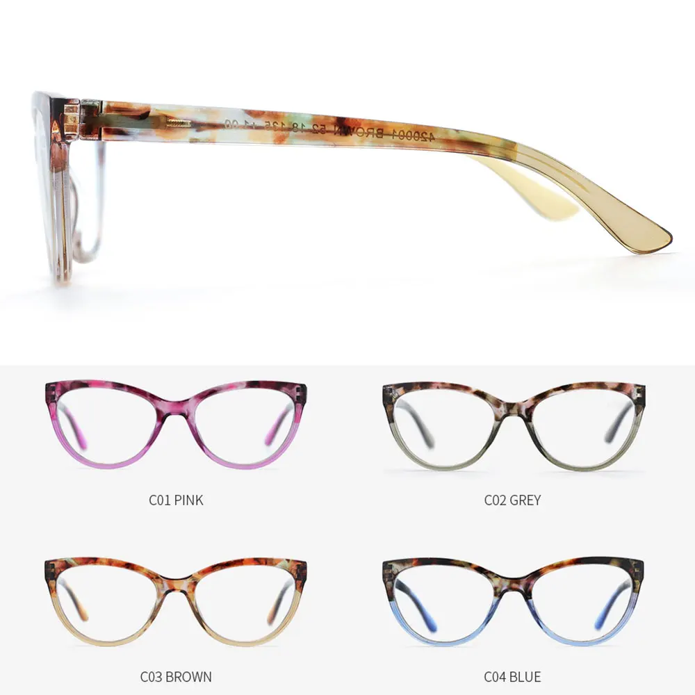 Wenzhou Factory Fashion Multicolor Plastic Frame Women Cat Eye Reading Glasses