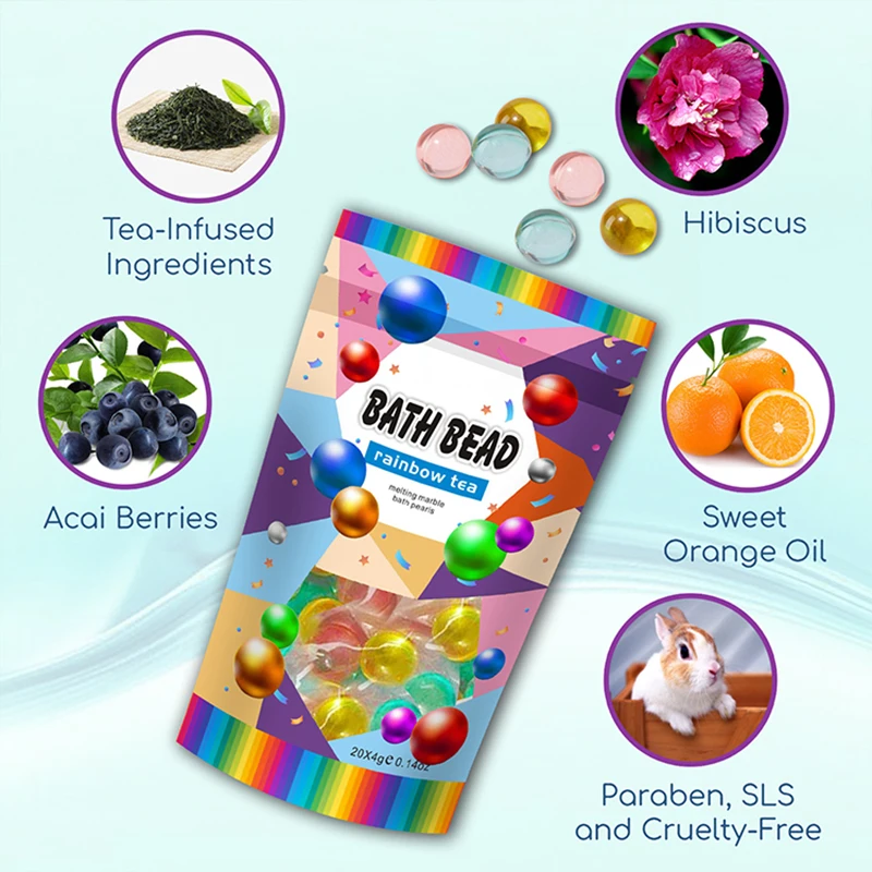 Собственная торговая марка, оптовая продажа, OEM, красочные ароматические расслабляющие пузырьки для ванной, жемчужные бусины, масла для детской ванны