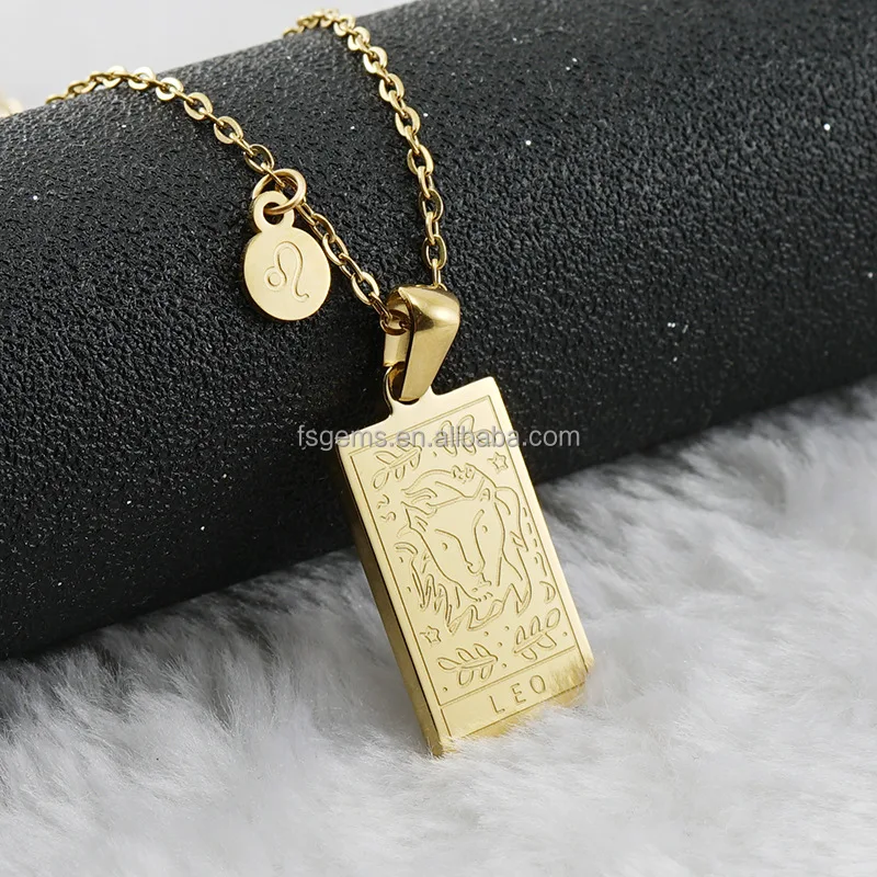 Fashionable 18K Gold Plated High Quality Shiny Chain Necklace With Pattern Engraving Charm Pendant Necklace