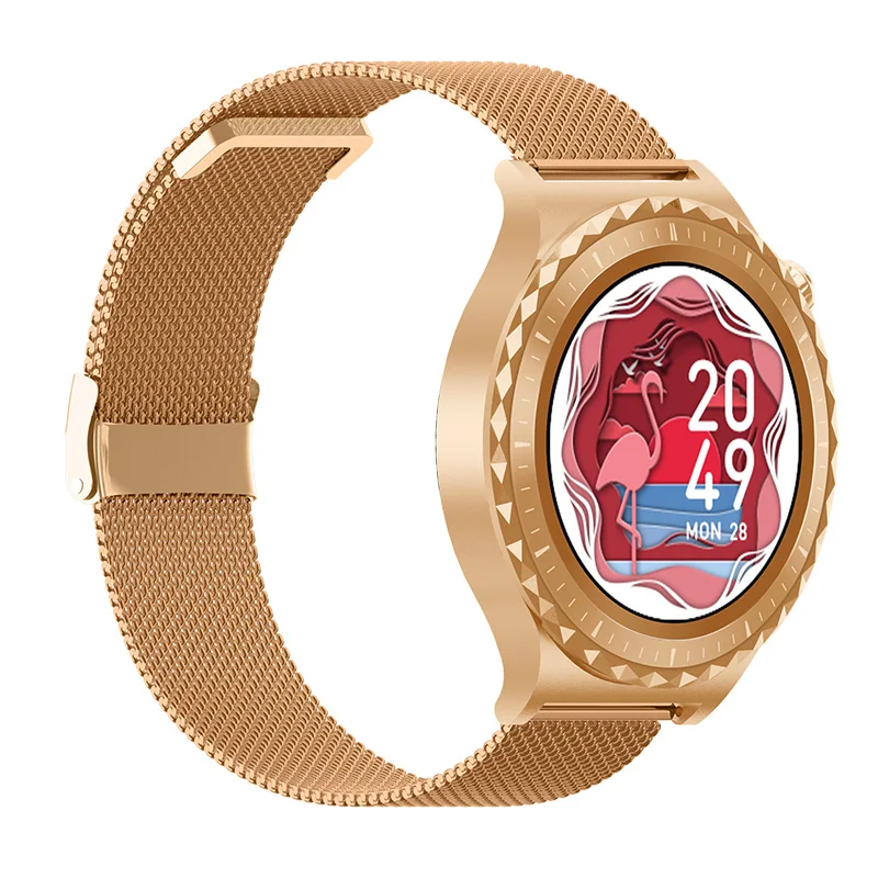 Gold JS36 LOVE Smart Watch 2023 Heart Rate Fitness tracker Wireless Charging Metal Leather Band Women Smart Watch JS36