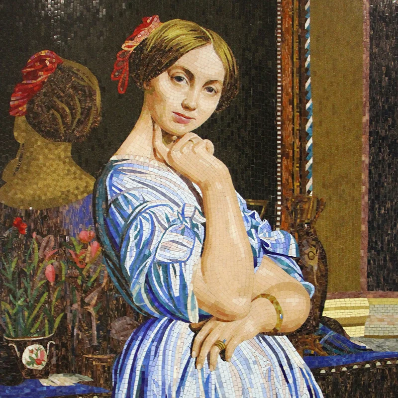 ヨーロッパの古典絵画 美少女 テイローレス 手切り肖像画 ガラス