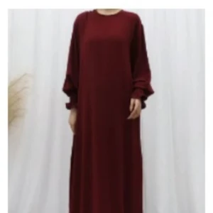 Middle East Muslim Robe Solid Color Plus Size Women Fashion Long Sleeve Round Neck Dress