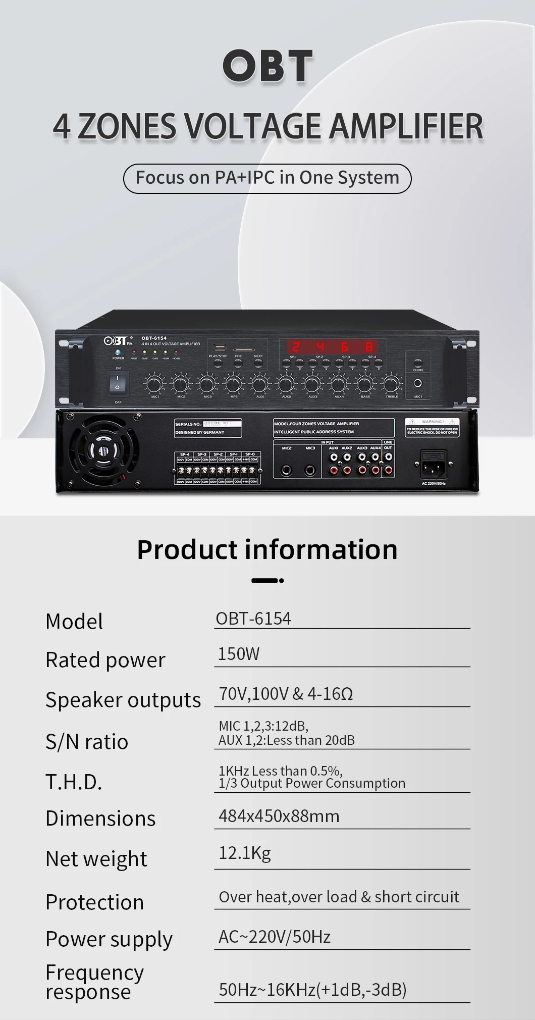 Built In 4 Zones Amplifier Speaker 12.1kg Amplifier Price In India Best